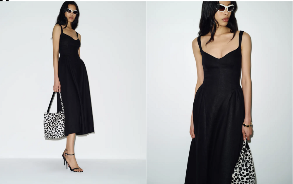 Reformation Birdie Linen Dress Black - Size 6